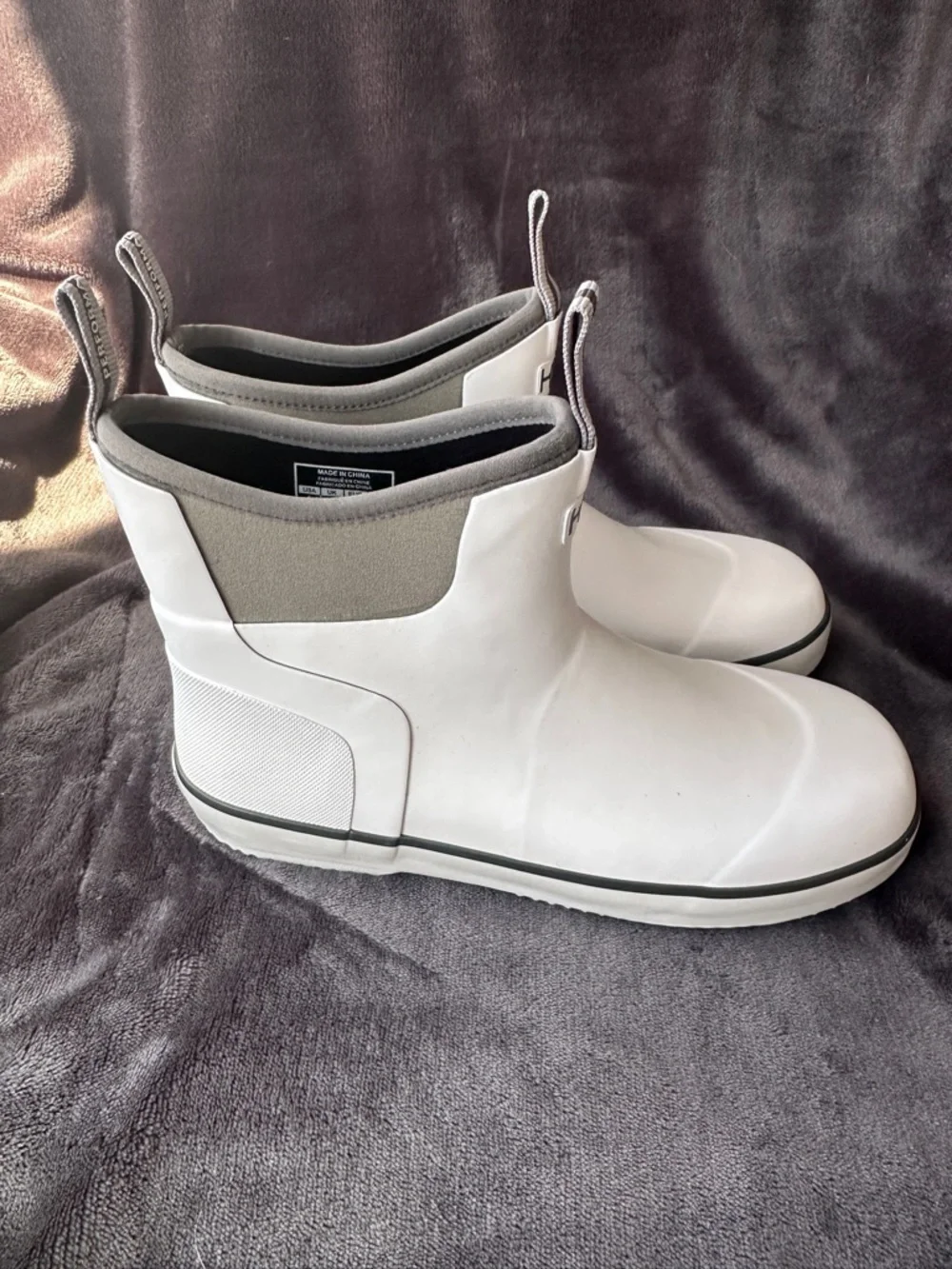 Huk Kids White & Gray Rain Boots